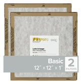 Filtrete FPL10-2PK-24 Flat Panel Air Filter, 12 in L, 12 in W, 2 MERV, For: Air Conditioner, Furnace and HVAC System